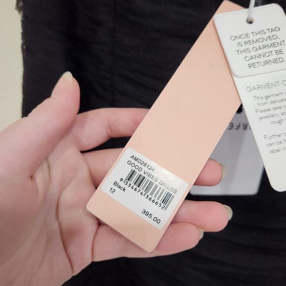 Alice McCall Goodvibes Tulle Tie Off Shoulder Fitted Mini Dress Black Size US 8 - Picture 15 of 15